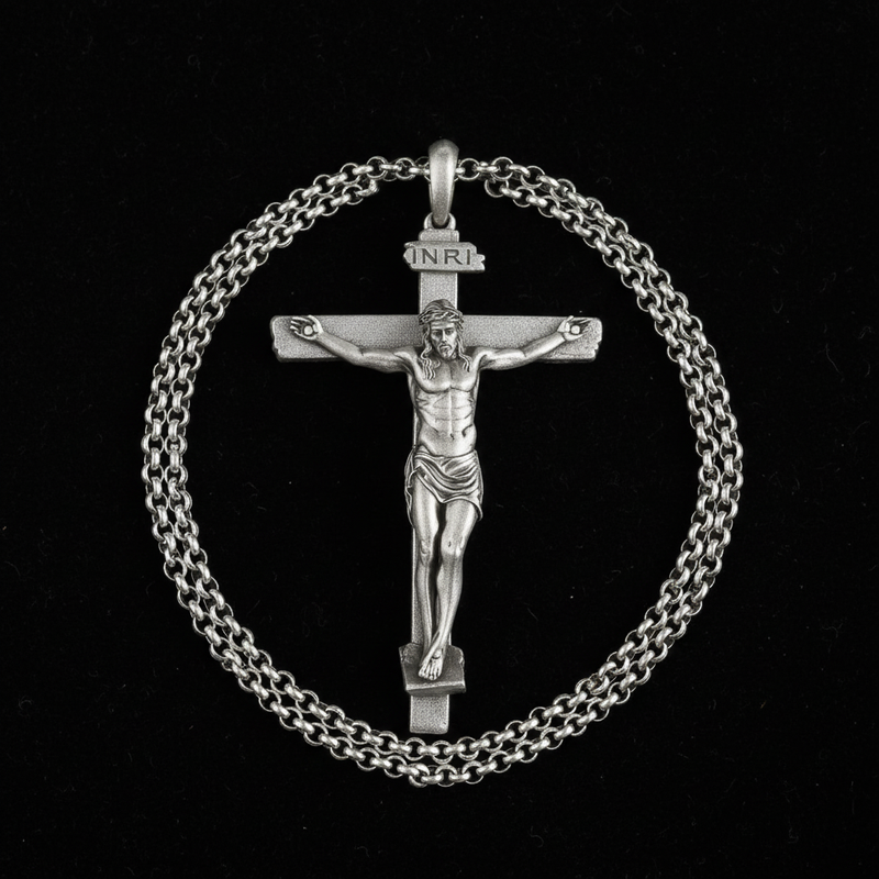 S925K Sandblasted Silver Jesus Crucifix Pendant – BGCOPPER