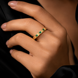 Hand-Set Emerald CZ Spinner Ring – Luxury Rotatable Stainless Steel Band - side view