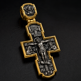 Orthodox S925K Silver Double-Sided Engraved Jesus Christ Crucified and Saints Orthodox Necklace