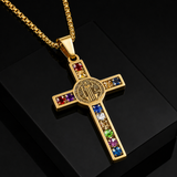 Gemstone St. Benedict Cross Necklace: Wear Protection & Faith With Radiance
