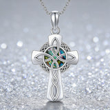Celtic Knot Abalone Cross Necklace – Heritage & Faith Woven Together