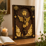 Archangel Michael Square Wooden Icon Religious Gifts - Best Wood Carving Wall Decor