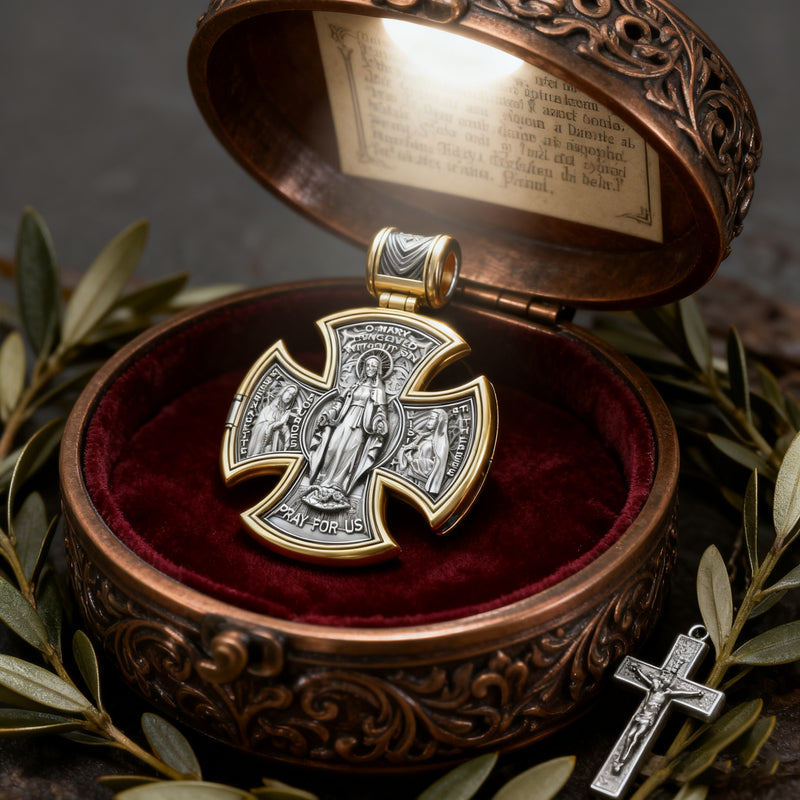 S925 sterling silver double-sided Jesus and Virgin Mary necklace