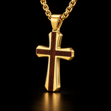 Christian Cross Necklace – Solid Rosewood & Titanium Steel Faith Pendant