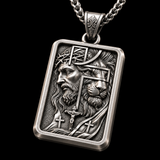 S925 Sterling Silver Jesus & Lion Cross Pendant Necklace – Christian Faith Jewelry for Men