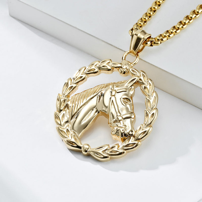 Lucky Horseshoe Head Stainless Steel Necklace