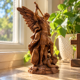 Boxwood Archangel Michael Carving: A Christmas Gift of Divine Protection