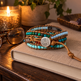 Multi-Layered Hand-Woven Natural Crystal Stone Leather Tree of Life Guardian Bracelet