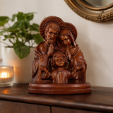 Hand-carved beechwood statue of the Holy Family – Jesus, Mary and Joseph