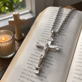 Solid Brass Jesus Crucifix Necklace – Christian Cross Pendant with 24" Chain