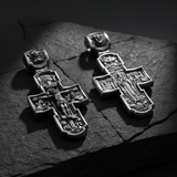 Orthodox S925K Silver Double-Sided Engraved Jesus Christ Crucified and Saints Orthodox Necklace
