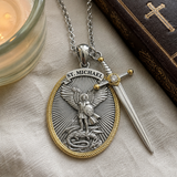 The Protection Amulet of St. Michael Archangel with a Sword Pendant Necklace