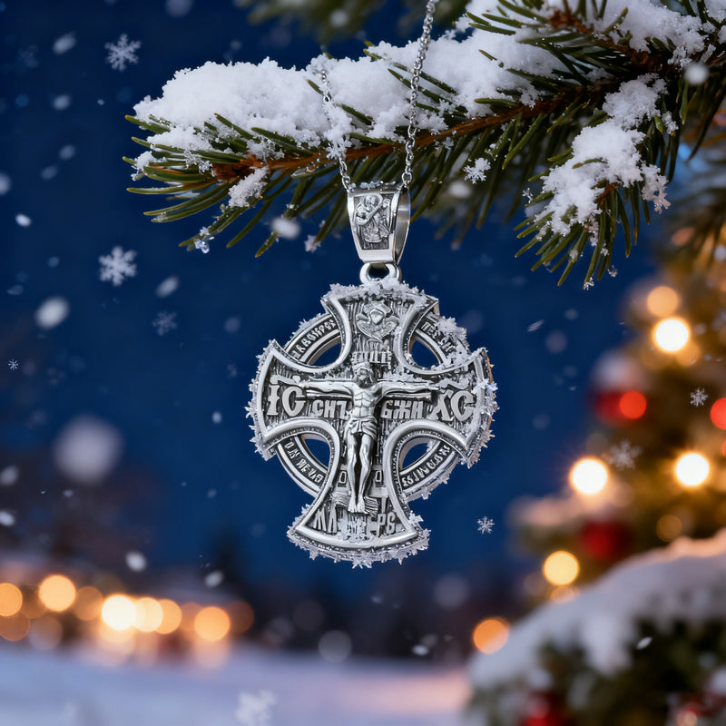 Double Sided 925 Sterling Silver Religious Pendant - Crucifixion of Christ & St. Michael Medal - Choose from 5 Chain Styles - Free Polishing Cloth