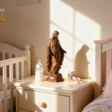 Hand Carved Sacred Heart of Jesus Virgin Mary Wooden Tabletop Ornament