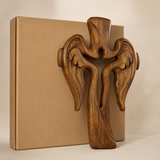 Ascension of Jesus Angel Wing Cross – Hand-Carved Beechwood Wall Decor