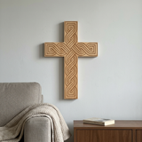 Handcrafted Beechwood Plaited Wall Cross – Natural Wood Finish