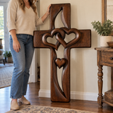 Interwoven Hearts Wood Cross - A God-Centered Symbol for Marriage & Anniversaries