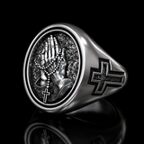 925K Sterling Silver Praying Hands Ring - Christian Symbol of Faith and Devotion