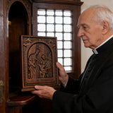 Beechwood Holy Family Wall Hanging: Carving Devotion in Wood, Bringing Sacred Warmth