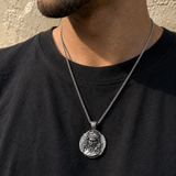 Crown of Thorns Jesus Double‑Sided Medallion Necklace, Stainless Steel Sacred Heart Pendant for Men Product Parameters
