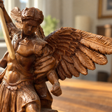 Boxwood Archangel Michael Carving: A Christmas Gift of Divine Protection