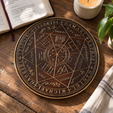 Seven Angels Seal Beech Wood Carving – Hand-Carved Christian Protection & Prayer Plaque