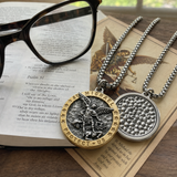 Two-Tone St. Michael Archangel Protection Medal Stainless Steel Necklace