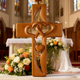 50% Off Today!Interwoven Hearts Wood Cross - A God-Centered Symbol for Marriage & Anniversaries