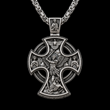 S925 Sterling Silver Double-Sided Crucifix & St. Michael Pendant Necklace