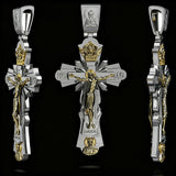 Gold-Plated Copper Crucifix Pendant with Jesus Christ and Religious Figures