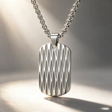 Diamond-Cut Textured Military Dog Tag Pendant Necklace
