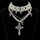 Multi-Layer Cross Pearl Necklace – Christian Faith Jewelry for Women