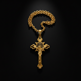 Golden St. Benedict Exorcism Cross - Blessings to you and your family