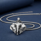 Pure Tin Geometric Elephant Head Necklace