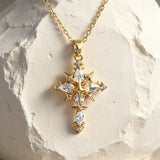 Celestial Star Cross Titanium Steel Necklace – Divine Light & Timeless Devotion