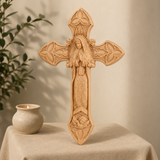 Hand-Carved Beechwood Our Lady of Guadalupe Wall Cross – Catholic Christian Home Décor - craftsmanship detail