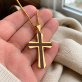 Christian Cross Necklace – Solid Rosewood & Titanium Steel Faith Pendant