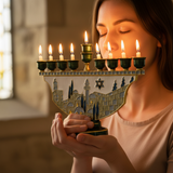 Hand-Painted Jerusalem Holy City Menorah: Light Up the Spirit of the Sacred City