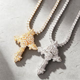Rose Cross Iced Out Pendant Necklace – Divine Love & Eternal Devotion