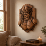Jesus Crown of Thorns Beechwood Sculpture - Christian gift presentation