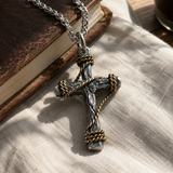 Hand-Wrapped Antique Copper Cross Necklace – Christian Faith Pendant