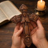 Hand-Carved Beechwood Our Lady of Guadalupe Wall Cross – Catholic Christian Home Décor - product view