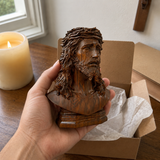 Boxwood Jesus Crown with Thorns Half-Length Desktop Ornament
