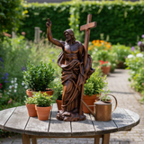 “He Is Risen” — Hand-Carved Boxwood Jesus Resurrection Statue | Symbol of Hope, Faith & New Life
