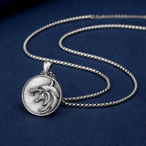 Pure Tin White Wolf Necklace - Witcher Medallion & Amulet