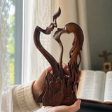 Hand-Carved Christian Love Sculpture – Wooden Couple Statue for Wedding & Anniversary Gift
