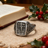 S925K Silver Handcrafted Jesus Crucifixion Scene Ring