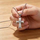 Brushed & Polished Stainless Steel Cross Necklace – Minimalist Faith, Everyday Devotion