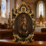 Religious gift with rich details of the wooden statue of Our Lady of Guadalupe