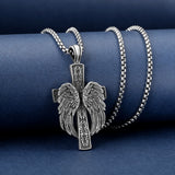 Pure Tin Celtic Winged Crucifix Necklace